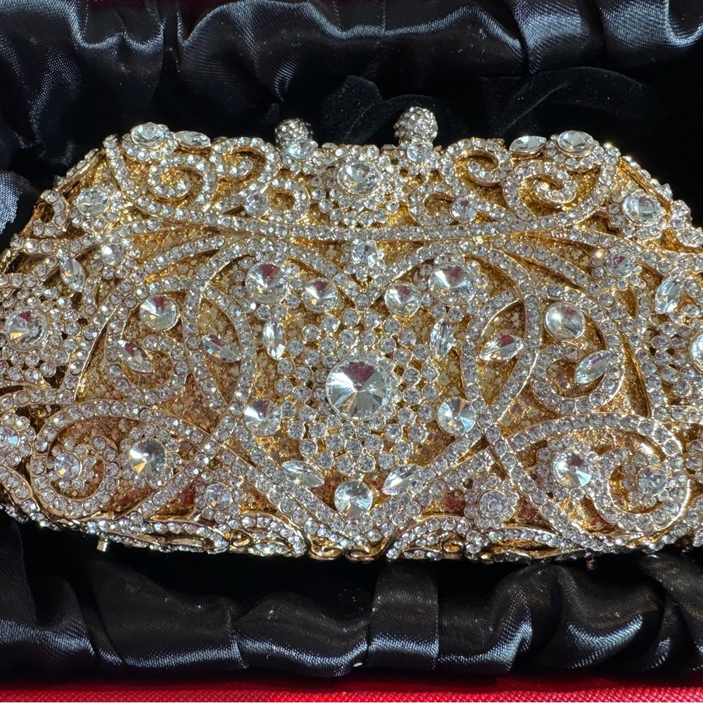 Sparkling Gold and Silver Crystal Clutch